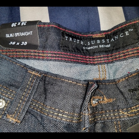 TRUE SUBSTANCE Dark Blue Slim Straight jeans. - Picture 6 of 9